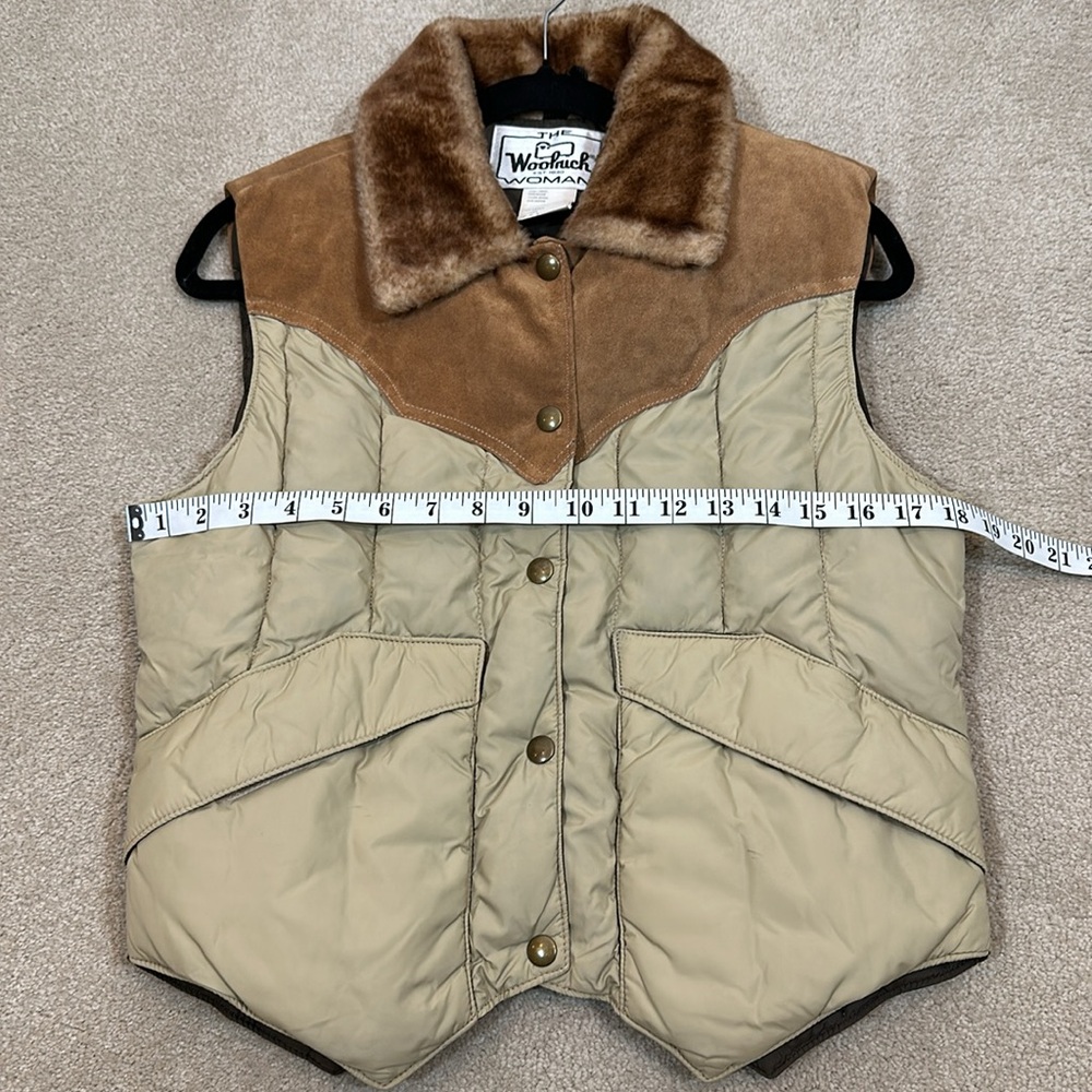 Vintage Woolrich Leather Down Western Vest - Picture 3 of 10